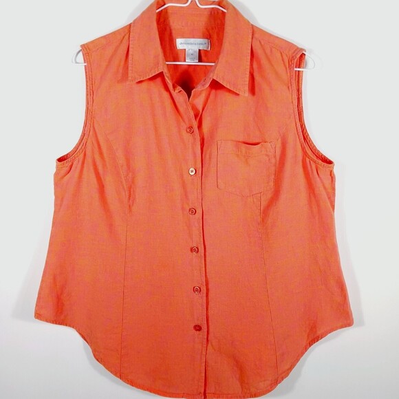 Christopher & Banks Peach Sleeveless Linen Blouse M - Picture 1 of 5
